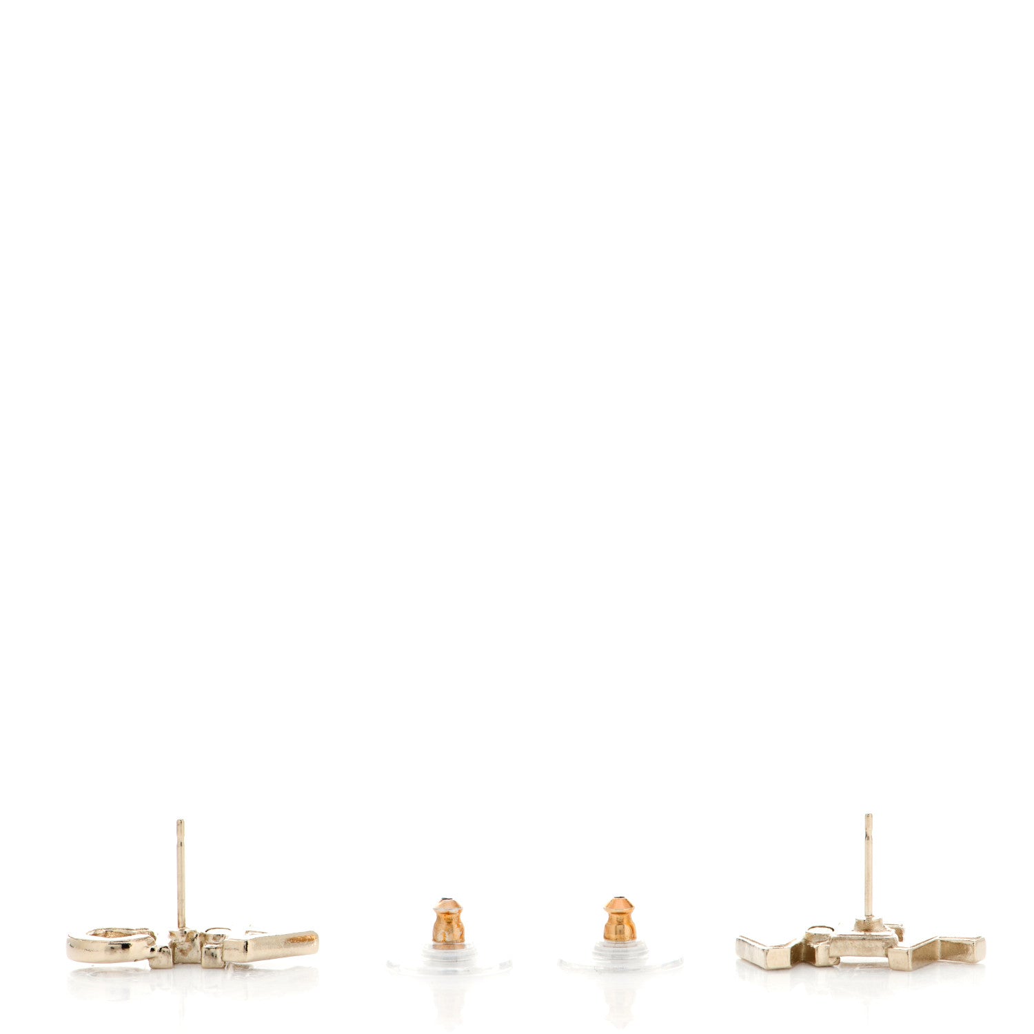 Chanel Crystal Pearl Signature Stud Earrings Gold 3 of 5