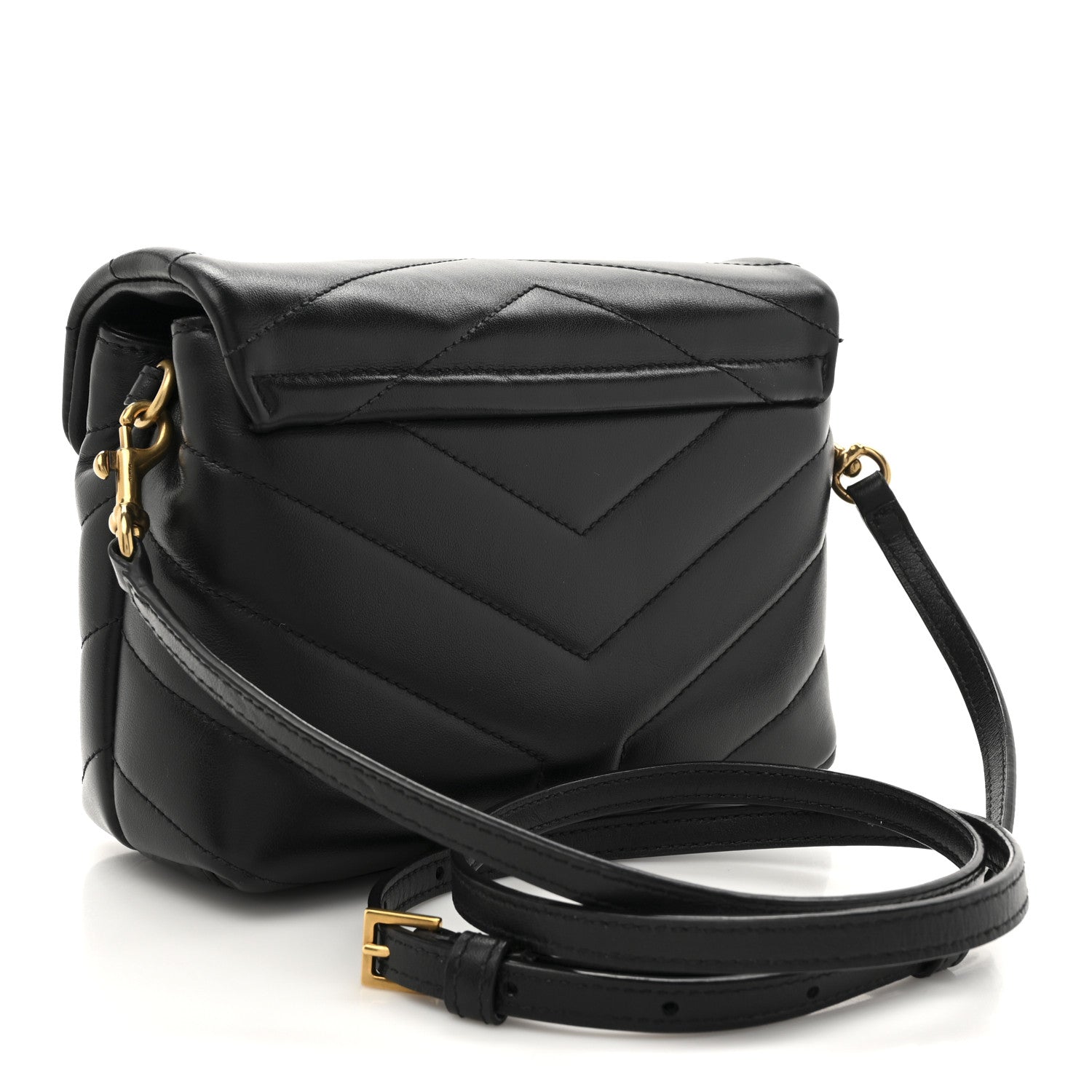 Saint Laurent Calfskin Y Quilted Monogram Toy Loulou Crossbody Bag Black 3 of 14