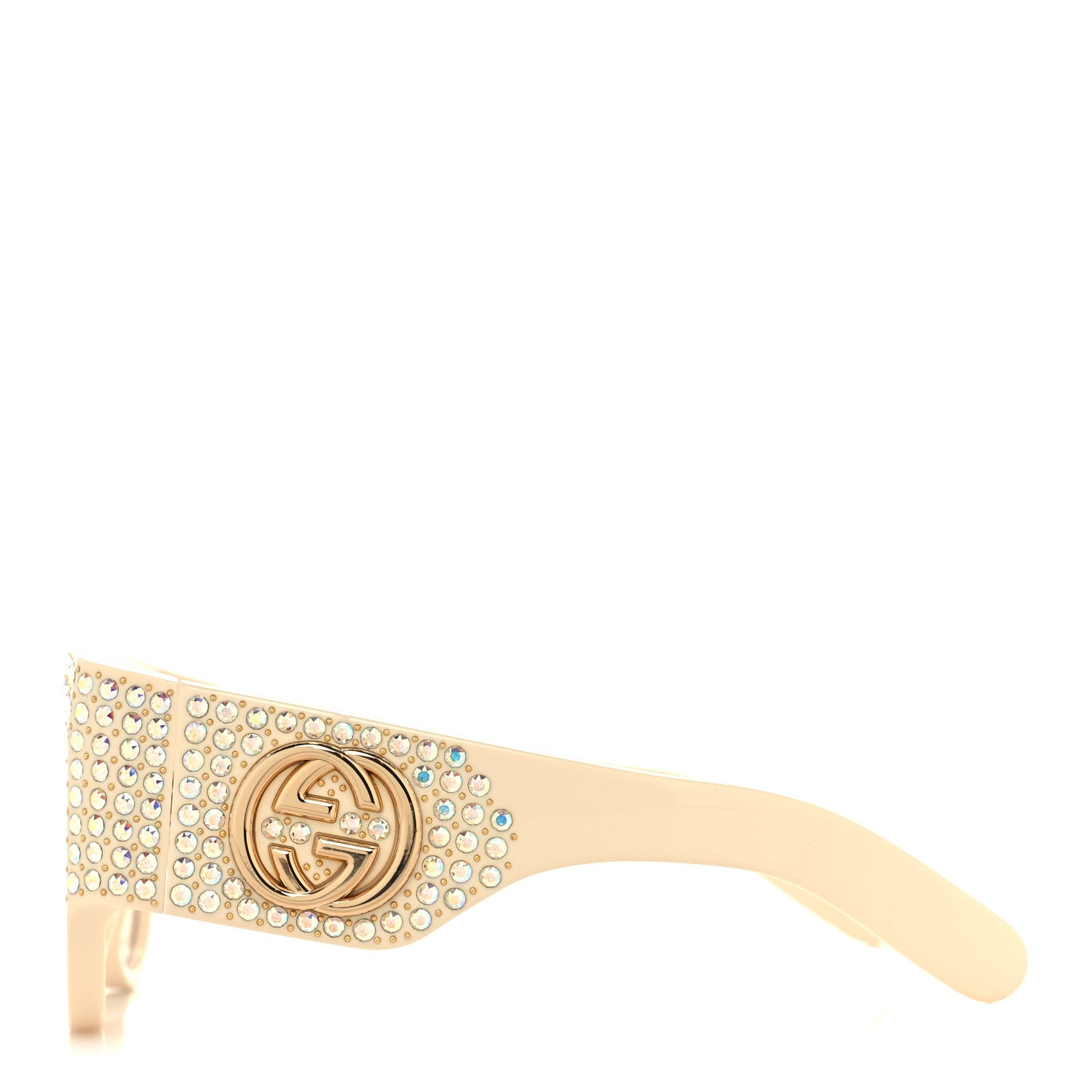 Gucci Acetate Crystal Oversize Hollywood Forever Sunglasses GG0144S Ivory 3 of 8