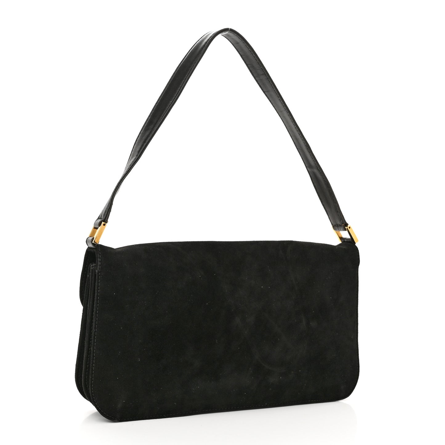 Suede Calfskin Baguette Black