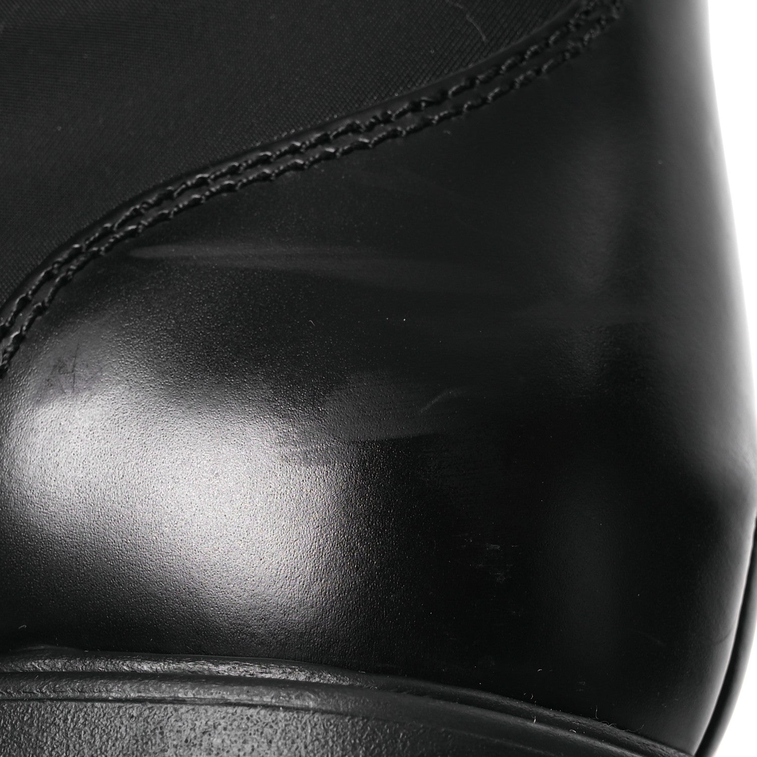 Prada Spazzolato Rois Re-Nylon Metal Triangle Logo Monolith Pouch Pocket 55mm Tall Combat Boots 39 Black 11 of 14