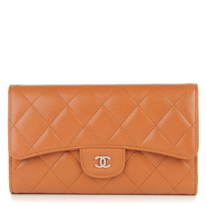 Chanel Caviar Quilted Large Flap Wallet Light Brown 1 of 8