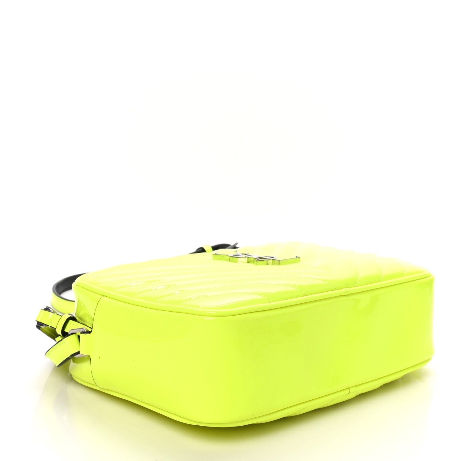 Saint Laurent Patent Calfskin Matelasse Monogram Lou Camera Bag Neon Yellow 4 of 10