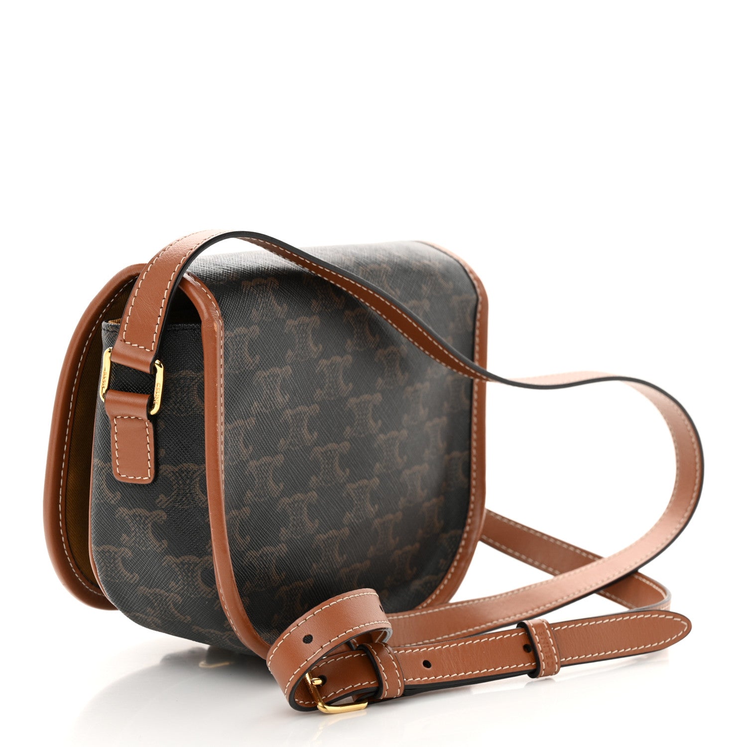 Celine Triomphe Canvas Medium Folco Bag Tan 3 of 13