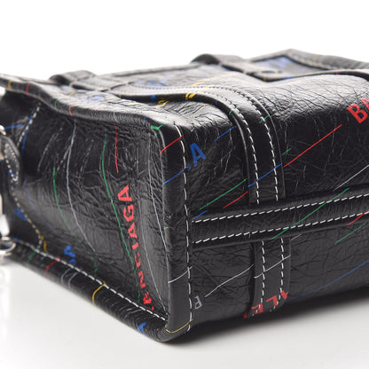 Balenciaga Agneau Arena Logo Multicolor Print XXS Bazar Shopper Tote Black Multicolor 9 of 10