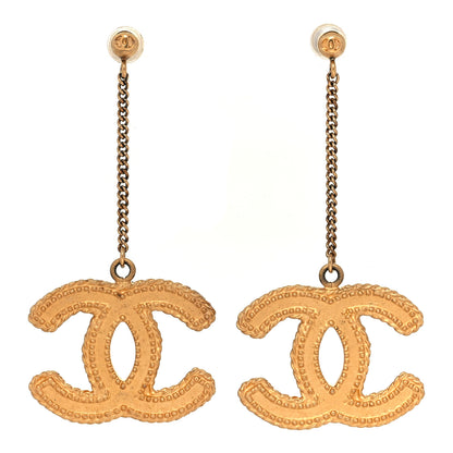 Chanel CC Drop Earrings Matte Gold 1 of 4