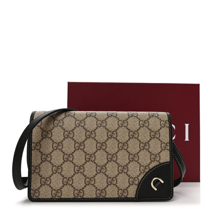 Gucci GG Emblem Monogram Wallet With Strap Beige Ebony Black 11 of 11