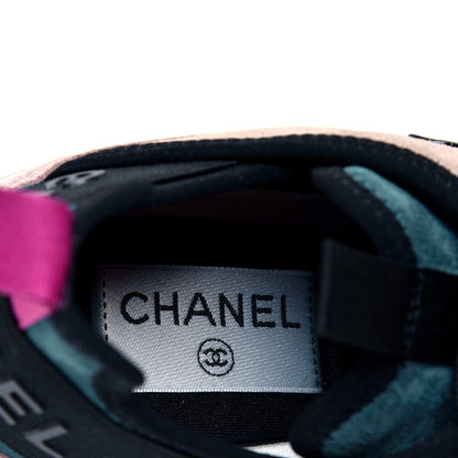 Chanel Suede Calfskin Nylon Grosgrain CC Sneakers 36 Beige Pink 7 of 10