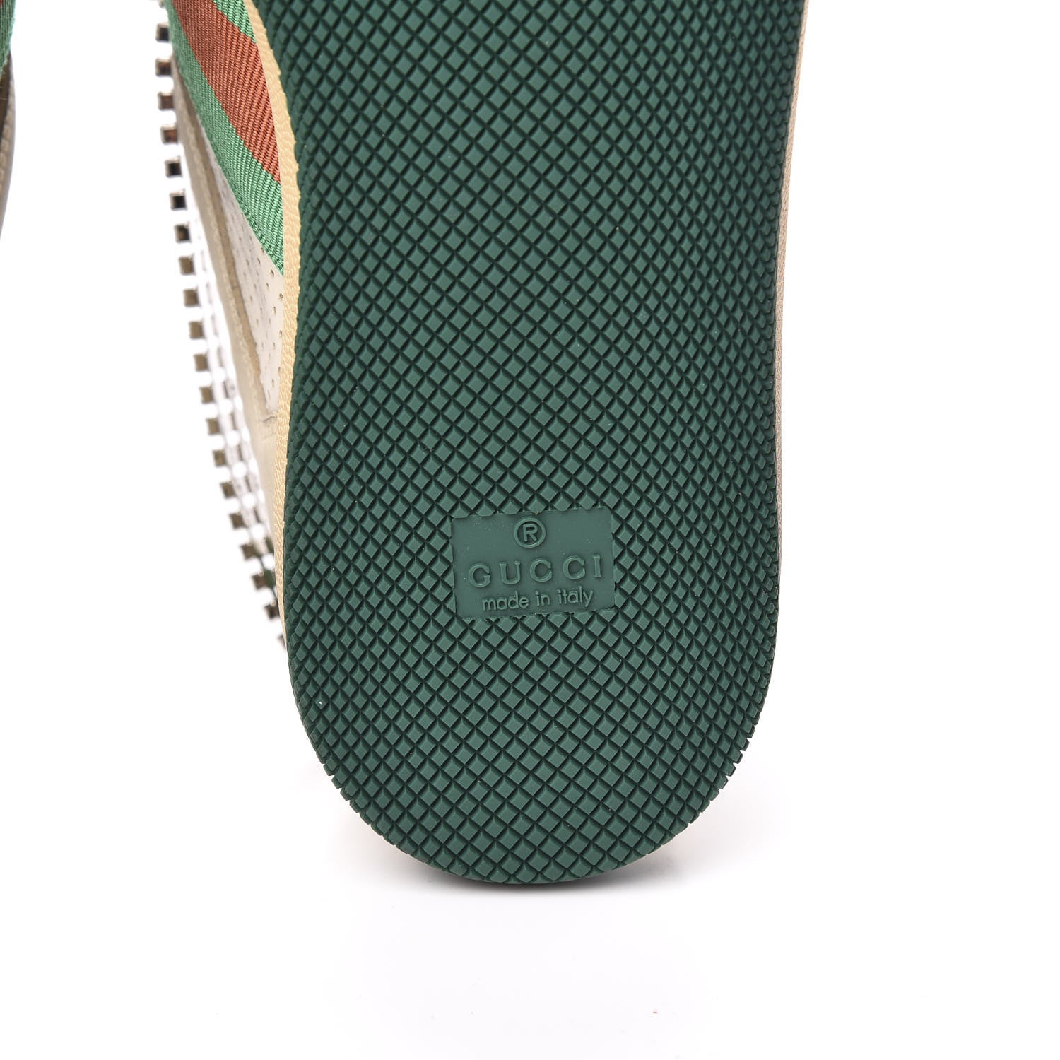 Gucci Nubuck Calfskin Web Removable Crystals Mens Screener Sneakers 7 Dusty Milk New Mystic White 6 of 8