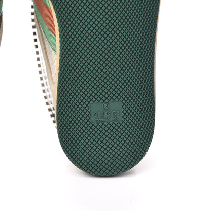 Gucci Nubuck Calfskin Web Removable Crystals Mens Screener Sneakers 7 Dusty Milk New Mystic White 6 of 8