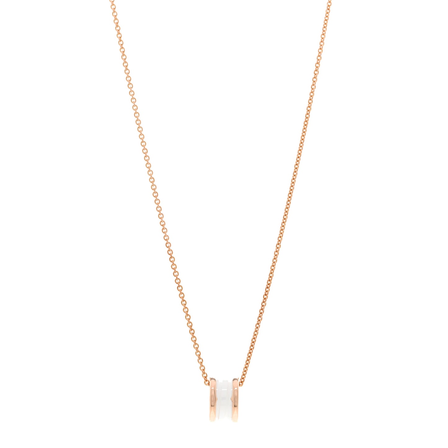 18K Rose Gold White Ceramic B.Zero1 Pendant Necklace
