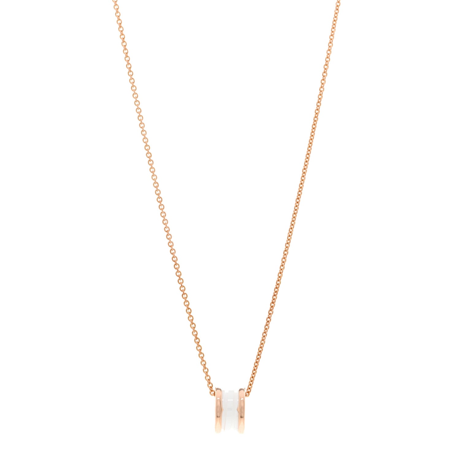 Bulgari 18K Rose Gold White Ceramic B.Zero1 Pendant Necklace 1 of 5