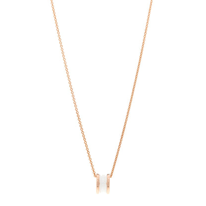 Bulgari 18K Rose Gold White Ceramic B.Zero1 Pendant Necklace 1 of 5