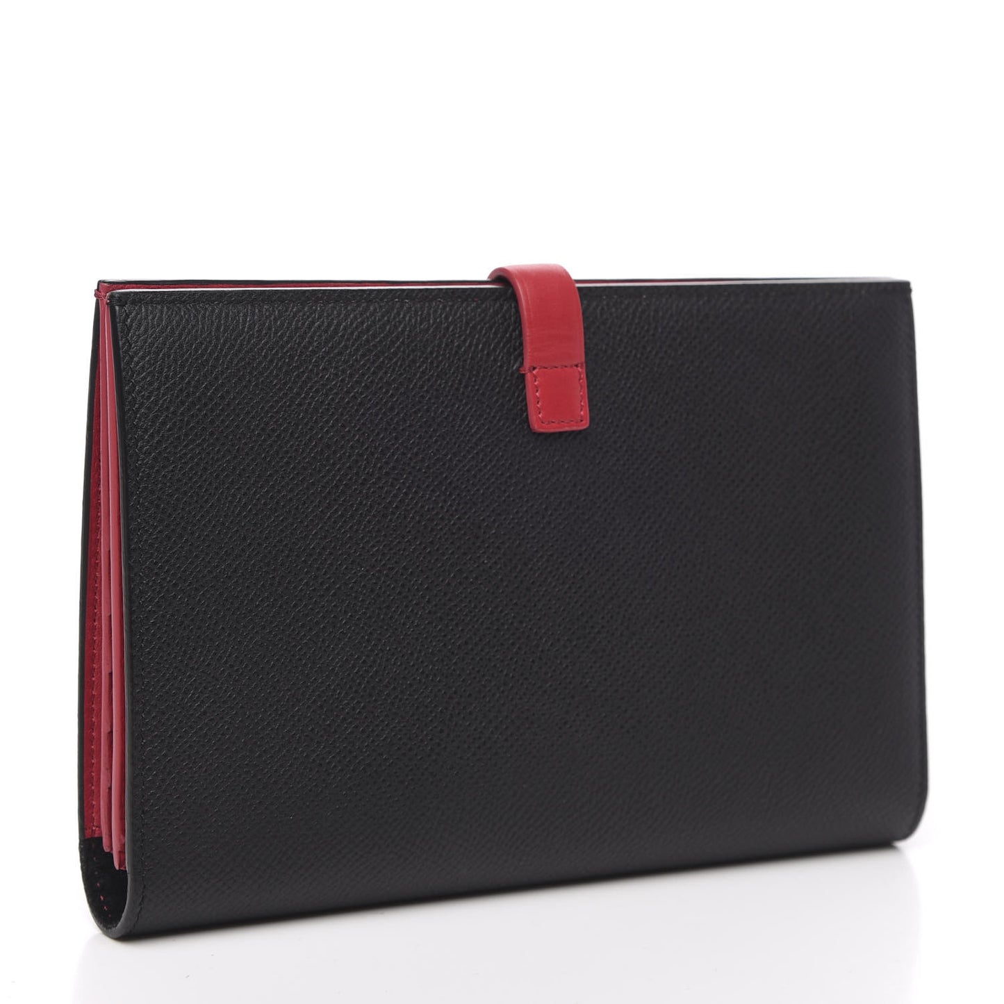 Grained Calfskin Large Multifunction Strap Wallet Black