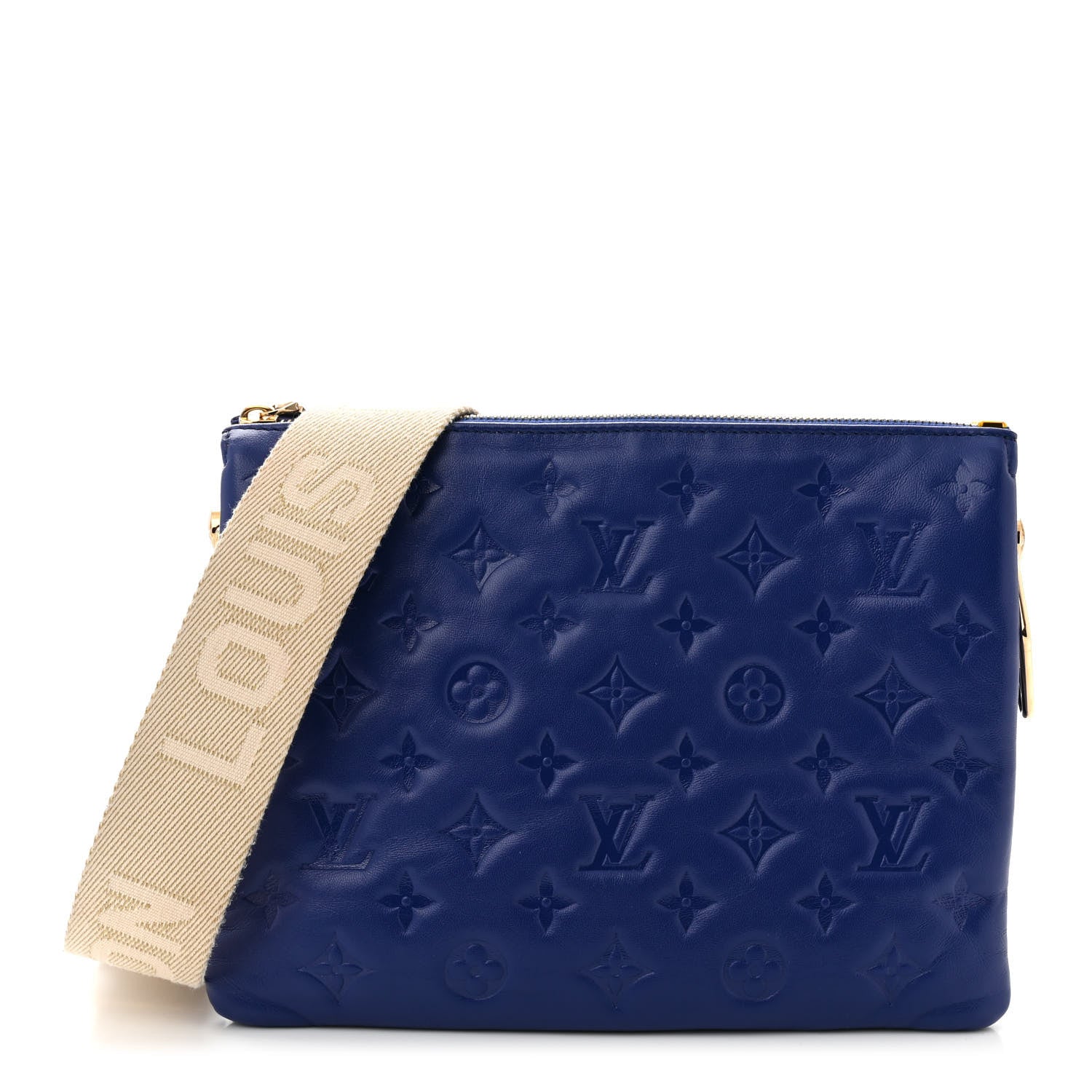 Louis Vuitton Lambskin Embossed Monogram Coussin PM H32 Smalt Blue 1 of 10