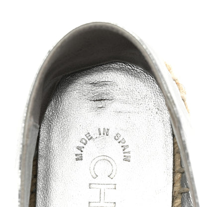 Chanel Laminated Goatskin CC Espadrilles 37 Silver 10 of 14