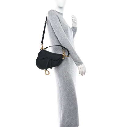 Christian Dior Grained Calfskin Saddle Bag With Strap Black 2 of 10