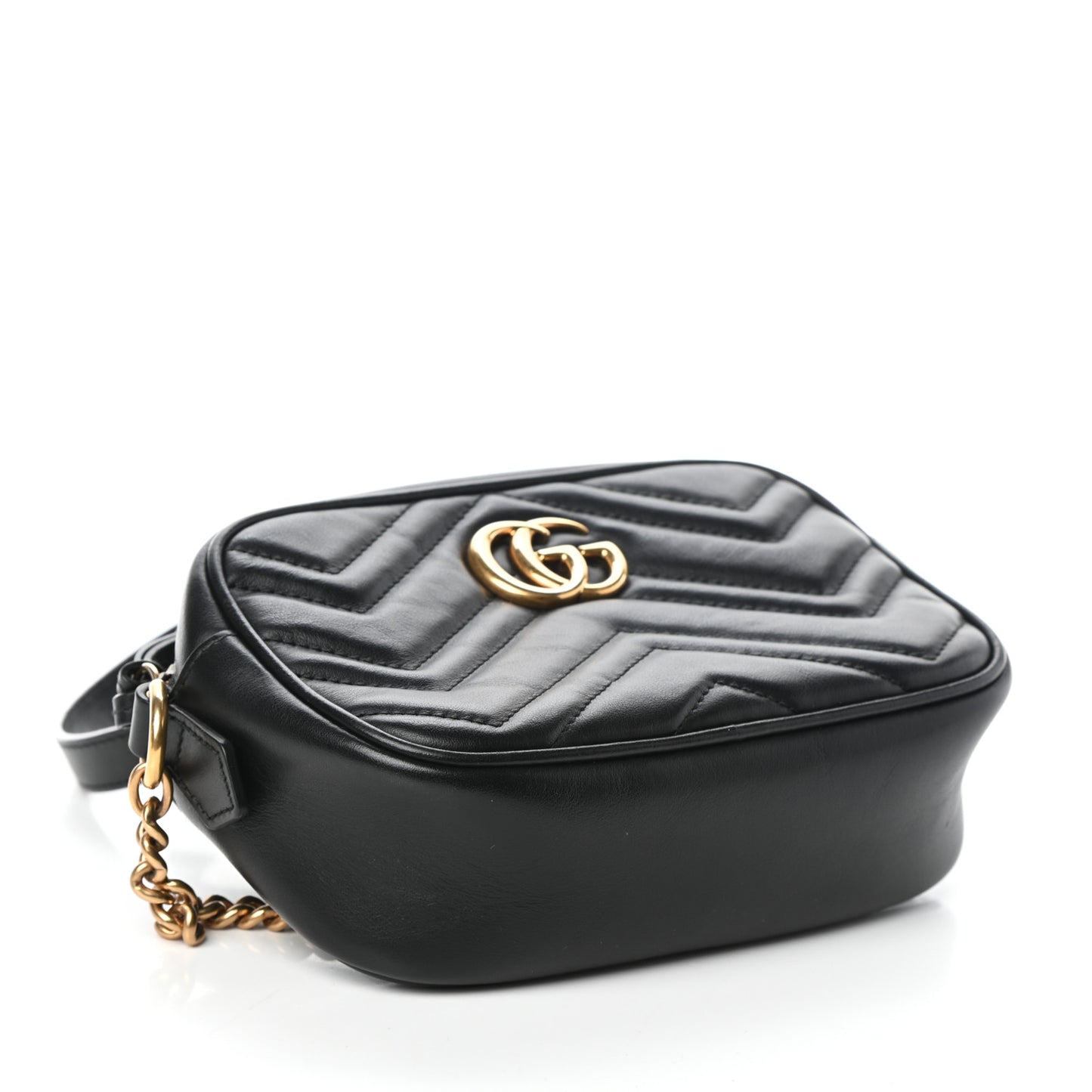 Calfskin Matelasse Mini GG Marmont Chain Shoulder Bag Black