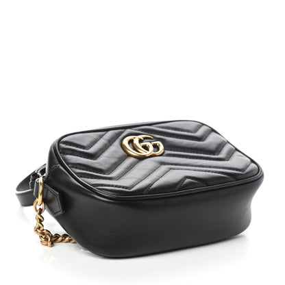 Gucci Calfskin Matelasse Mini GG Marmont Chain Shoulder Bag Black 4 of 9