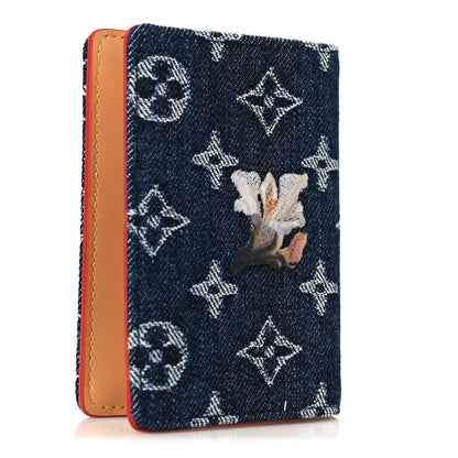 Louis Vuitton Denim Monogram Flowers Pocket Organizer Blue 3 of 8
