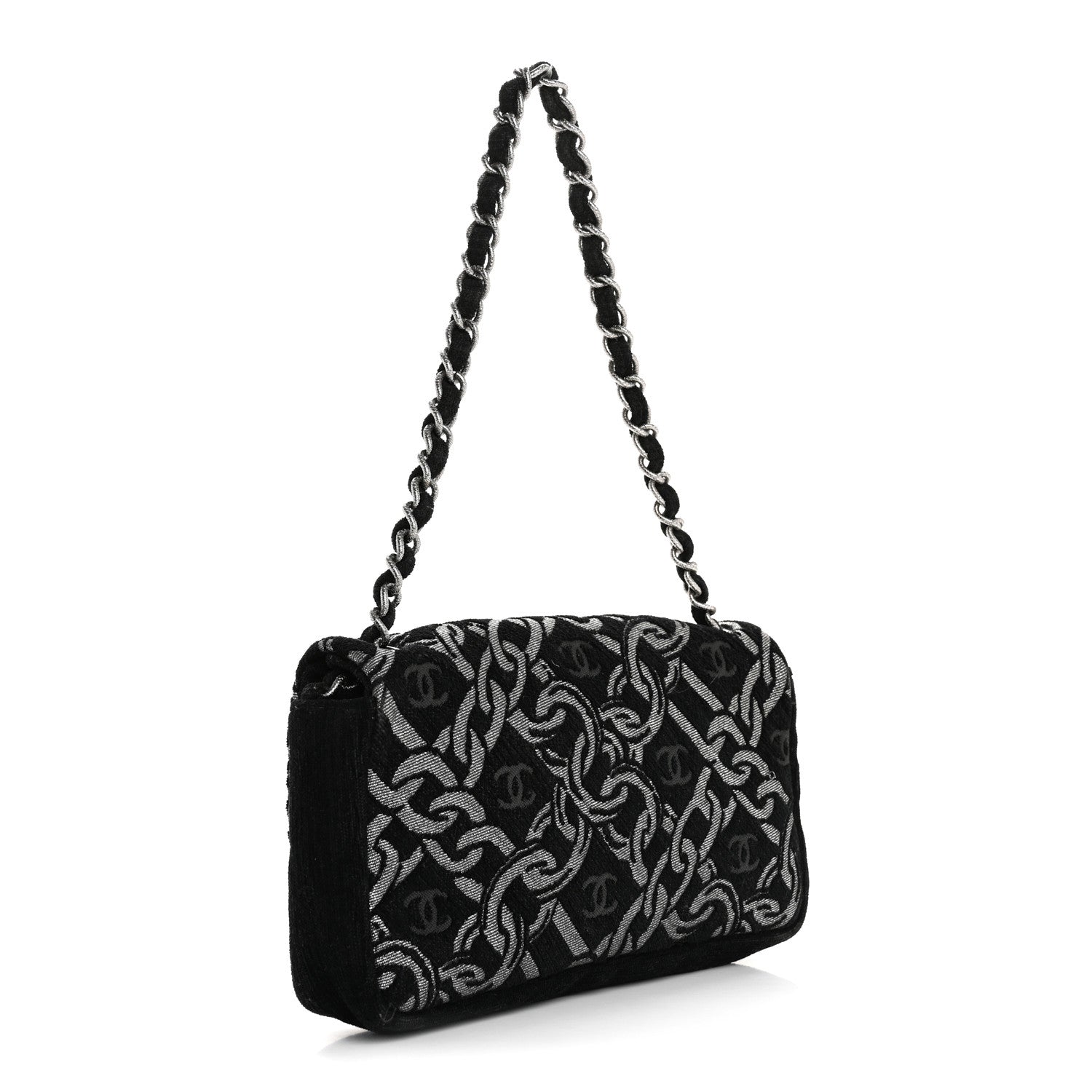 Chanel Tweed CC Cruise Small Chain Flap Black Silver 3 of 19