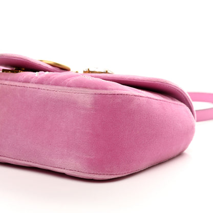 Gucci Velvet Matelasse Marquise Crystals Embroidered Small GG Marmont Shoulder Bag Malva 10 of 10