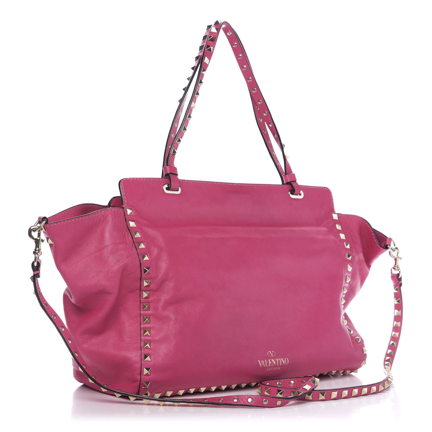 Valentino Garavani Vitello Medium Rockstud Tote Pop Fuxia 3 of 11