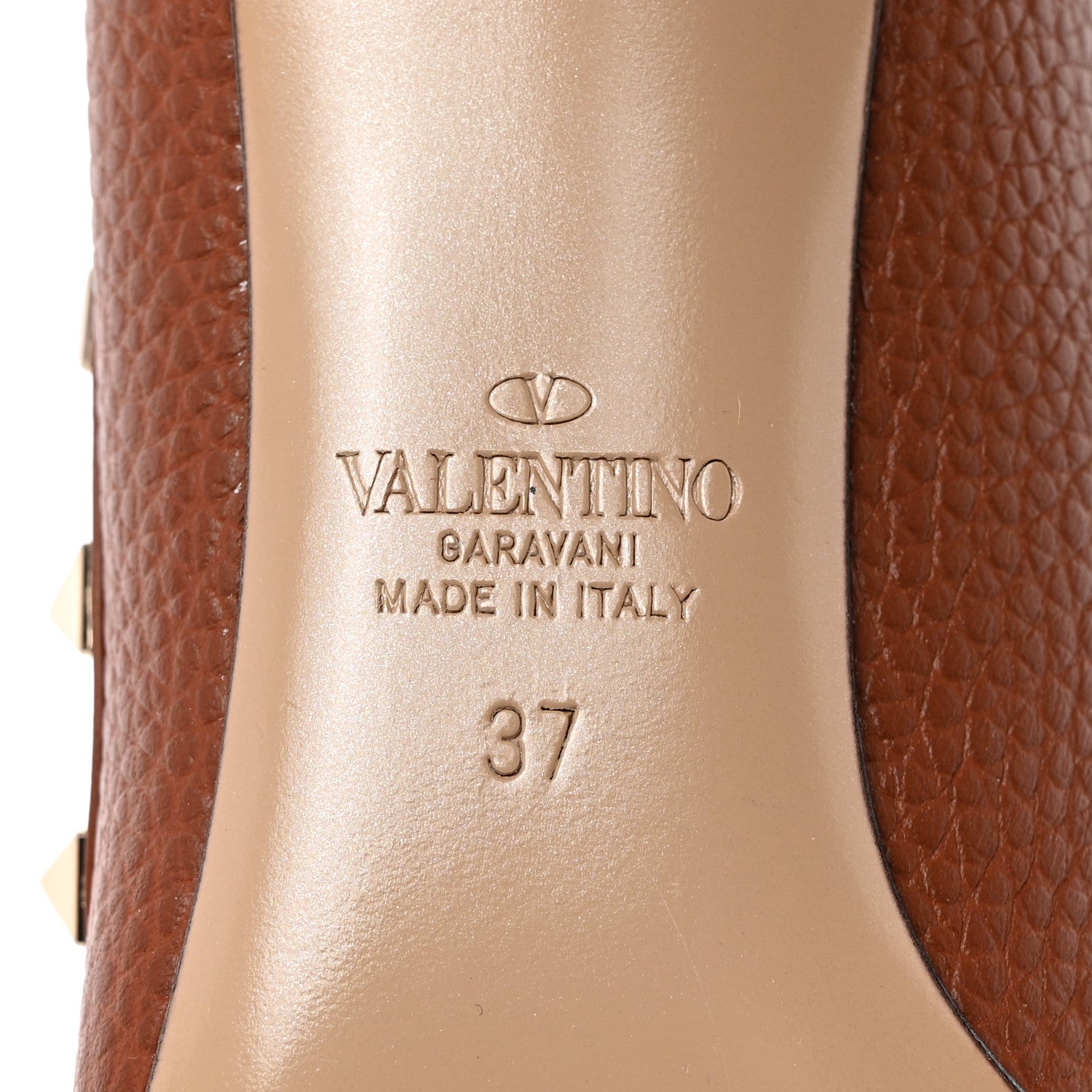 Valentino Garavani Pebbled Calfskin Rockstud 85mm Pumps 37 Cuoio 6 of 16