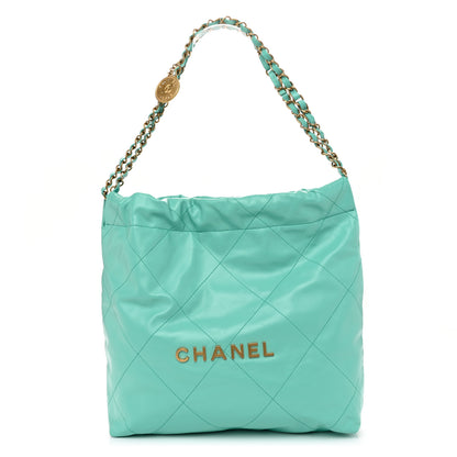Chanel Shiny Calfskin Quilted Small Chanel 22 Light Blue 1 of 12