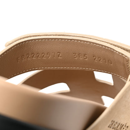 Hermes Suede Goatskin Womens Chypre Sandals 38.5 Beige Argile 7 of 9
