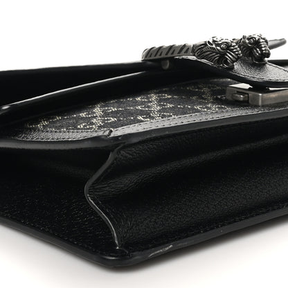 Gucci Jacquard Black Denim GG Monogram Textured Dollar Calfskin Small Dionysus Shoulder Bag Black Ivory 8 of 9