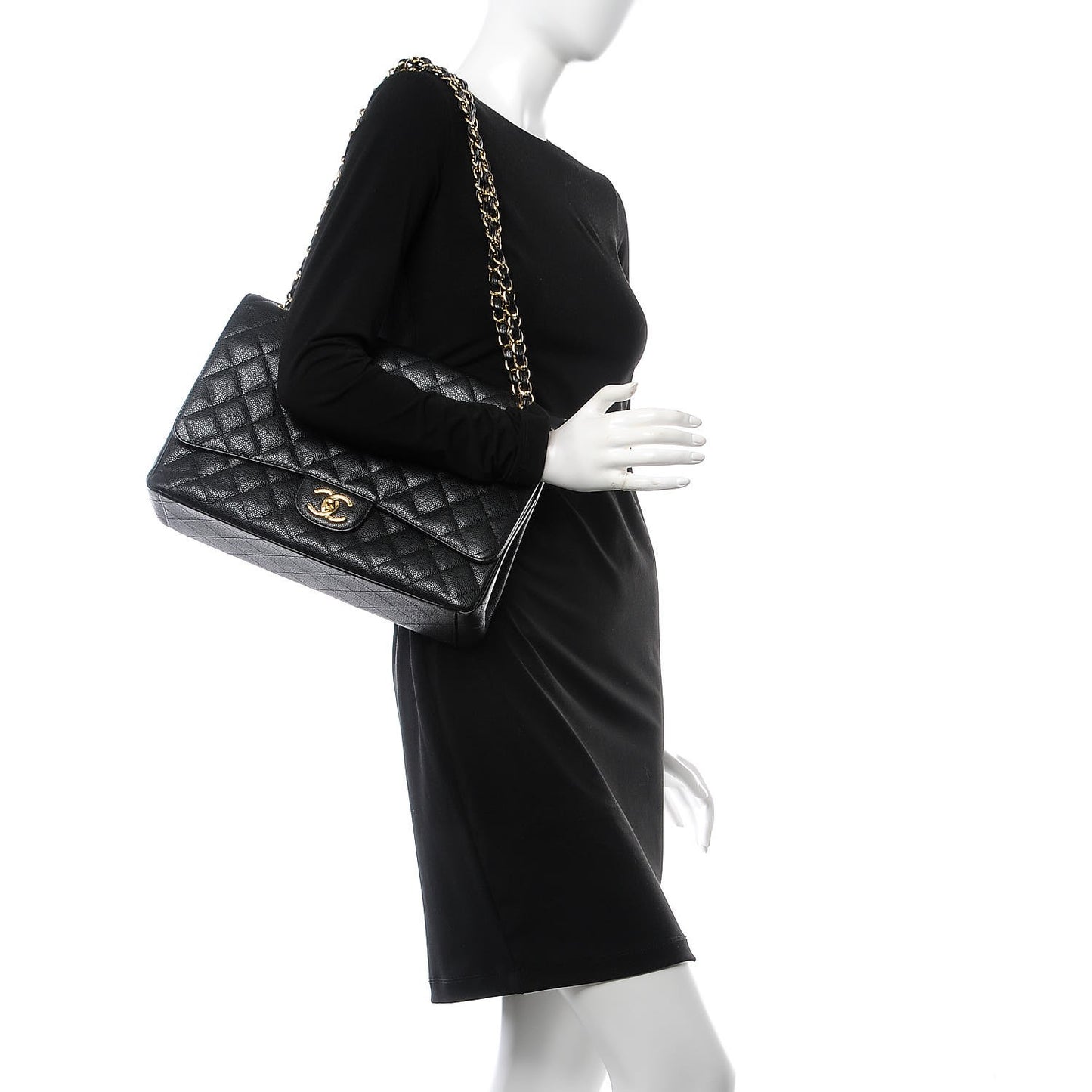Caviar Quilted Maxi Double Flap Black