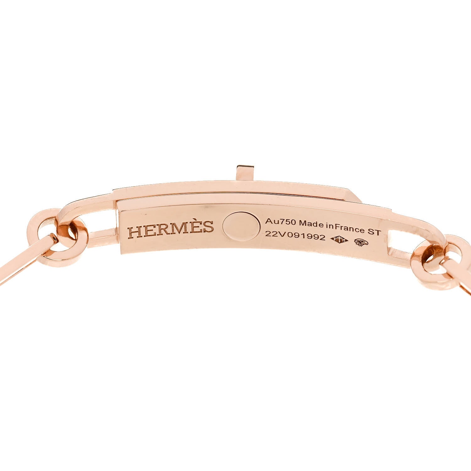 Hermes 18K Rose Gold Diamond Pave PM Kelly Chaine Bracelet ST 3 of 4