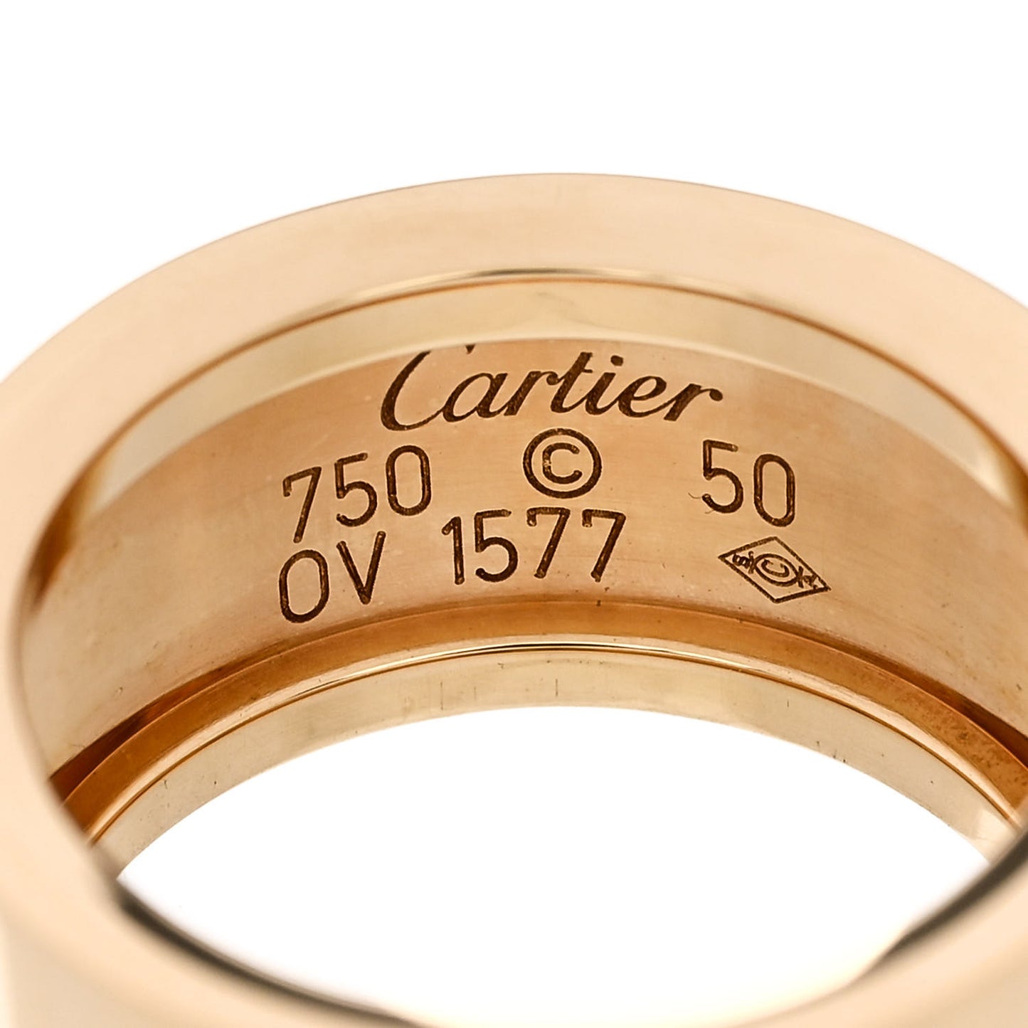 18K Yellow Gold Diamond Wide Cone LOVE Ring 50 5.25