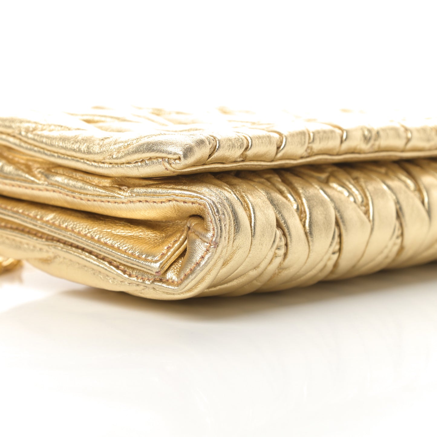 Nappa Matelasse Flap Clutch Gold