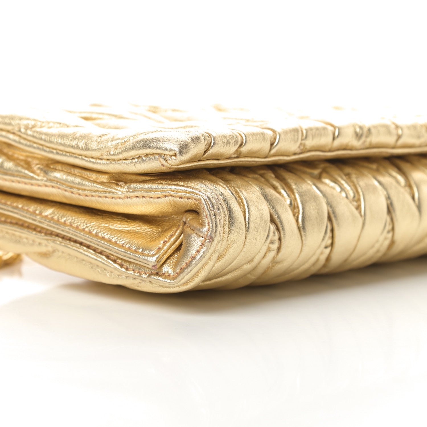 Miu Miu Nappa Matelasse Flap Clutch Gold 11 of 13