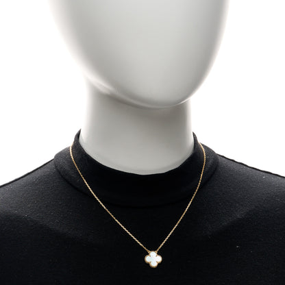 Van Cleef & Arpels 18K Yellow Gold Mother of Pearl Vintage Alhambra Pendant Necklace 2 of 6