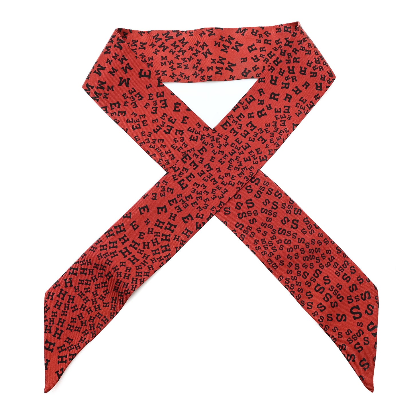 Silk Scattered Letters Twilly Rouge Black