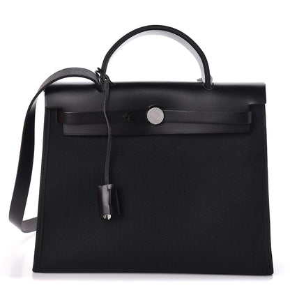 Hermes Military Toile Vache Hunter Herbag Zip PM 31 Black 3 of 10