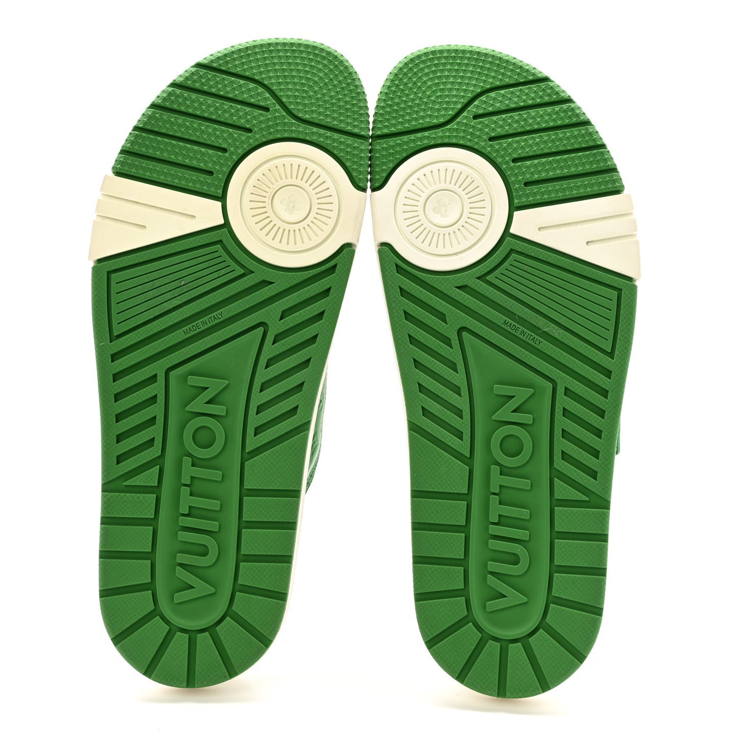 Calfskin Embossed Mens Script Trainer Mules 8 Green White