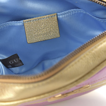 Gucci Metallic Nappa Matelasse Heart GG Marmont Belt Bag 85 34 Oro Vecchio Rosa 10 of 12