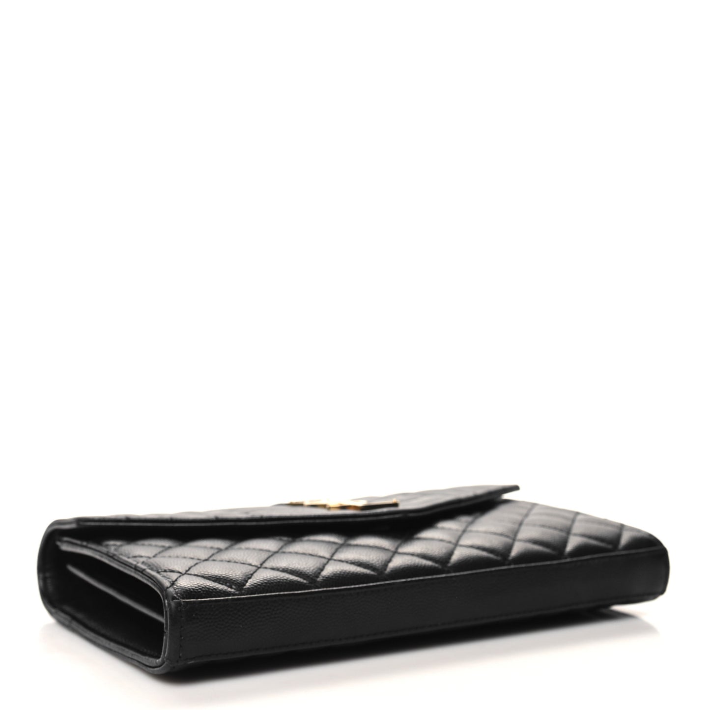 Grain De Poudre Mixed Matelasse Triquilt Monogram Chain Wallet Black