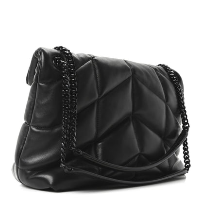 Saint Laurent Lambskin Quilted Monogram Monochrome Medium Loulou Puffer Chain Satchel Black 3 of 10