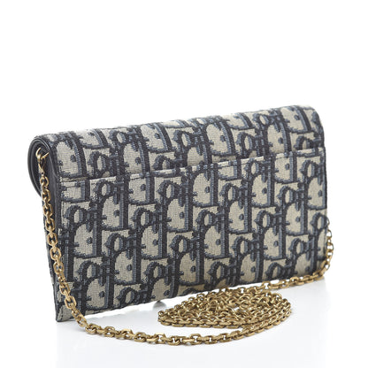 Christian Dior Oblique Saddle Chain Long Wallet Blue 3 of 12