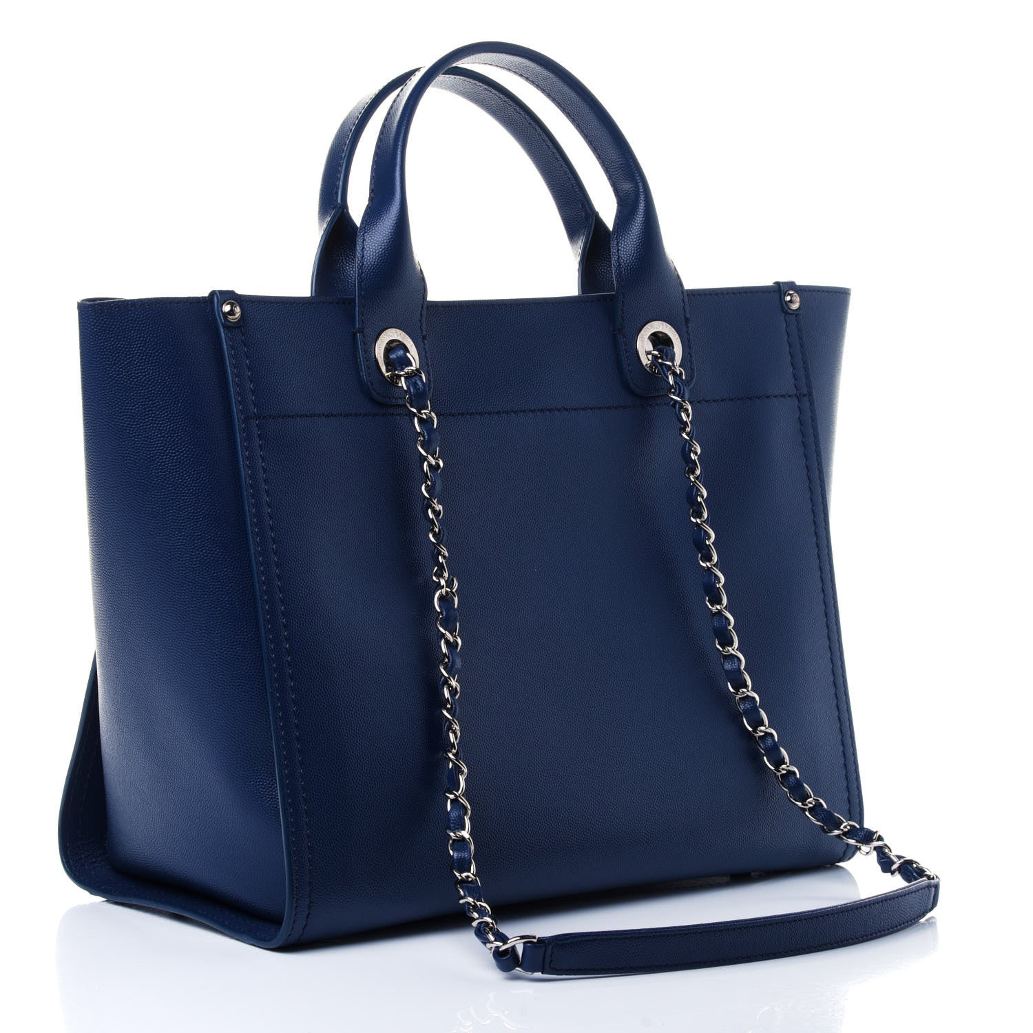 Chanel Caviar Small Studded Deauville Tote Navy 2 of 4