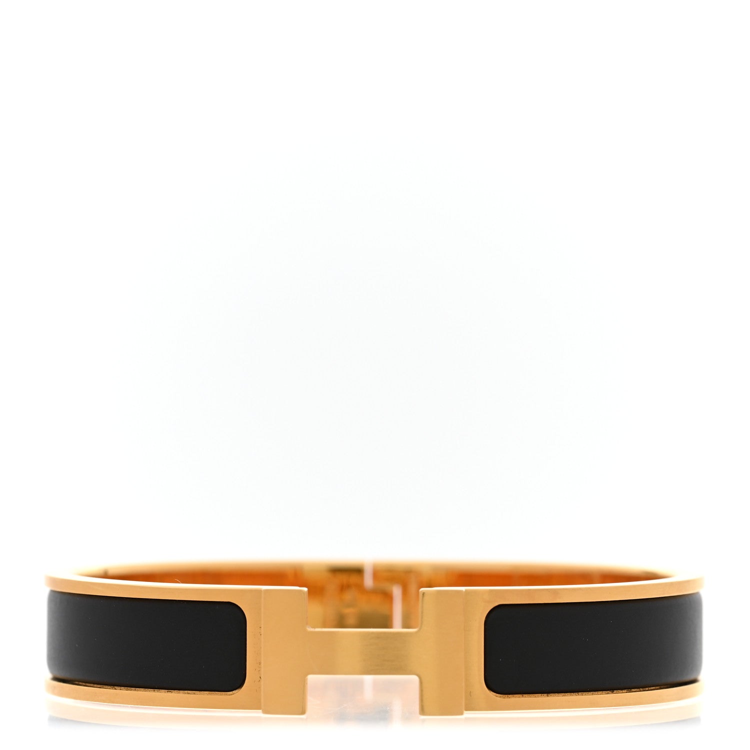 Hermes Matte Enamel Narrow Clic Clac HH Bracelet T4 Black 1878839