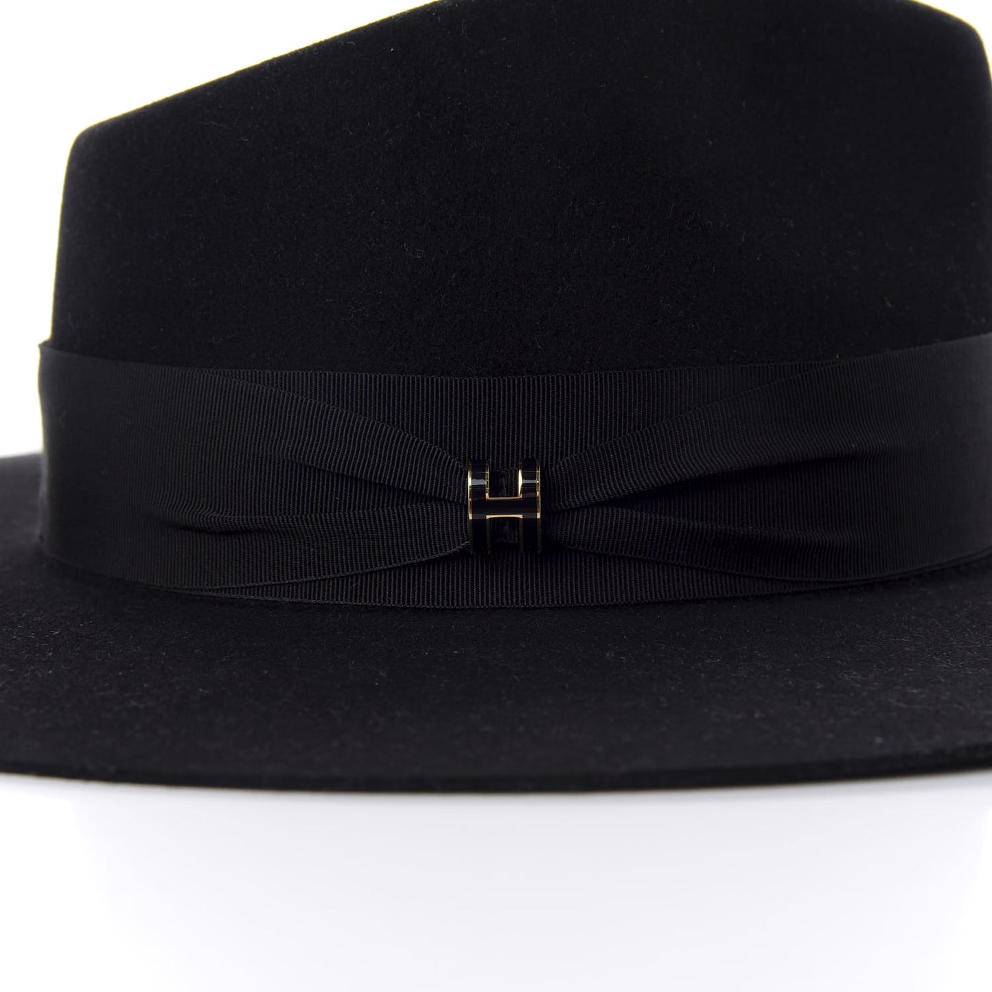 Rabbit Felt Laquered Gold Faubourg Pop H Hat 56 Black