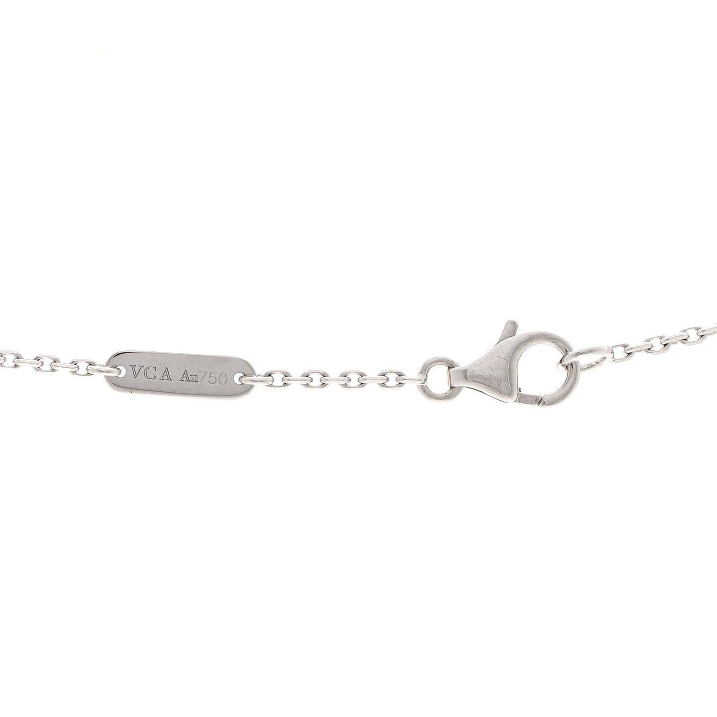 18K White Gold Diamond Vintage Alhambra Pendant Necklace