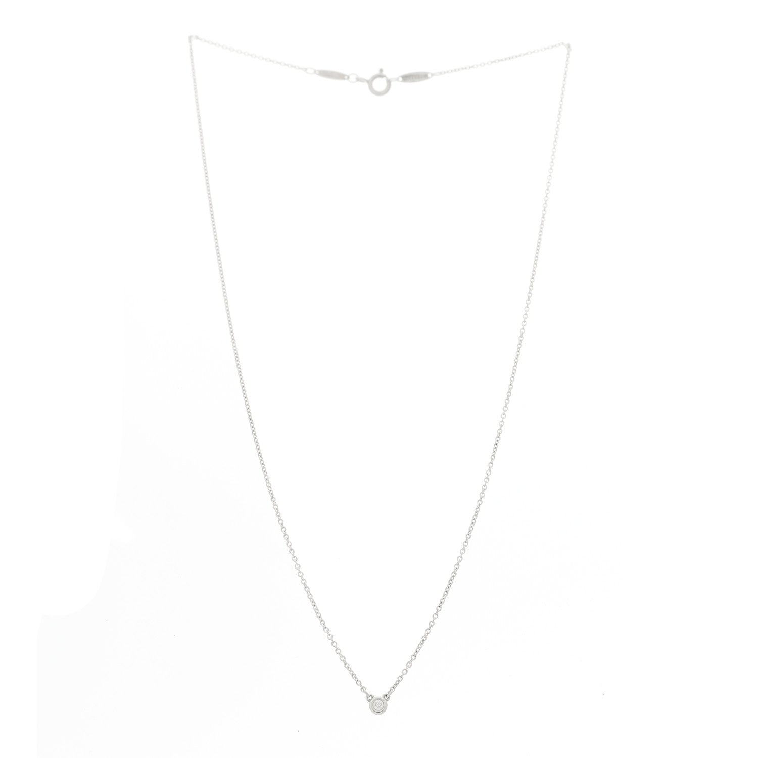Tiffany Sterling Silver Diamond .03ct Elsa Peretti Diamonds by the Yard Pendant Necklace 3 of 5