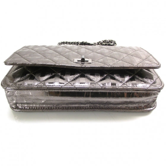 Chanel Striped Reissue Wallet On Chain Silver 3 of 9